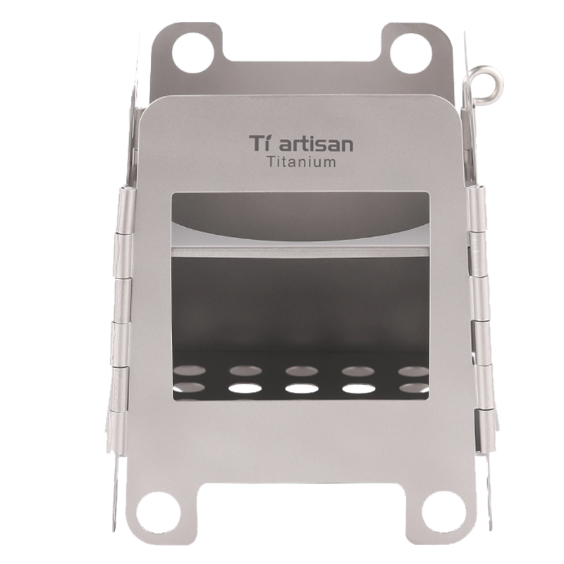Ti artisan鈦工匠戶外野營純鈦火爐取暖信用卡折疊兩用酒精爐猛火騎行便攜爐