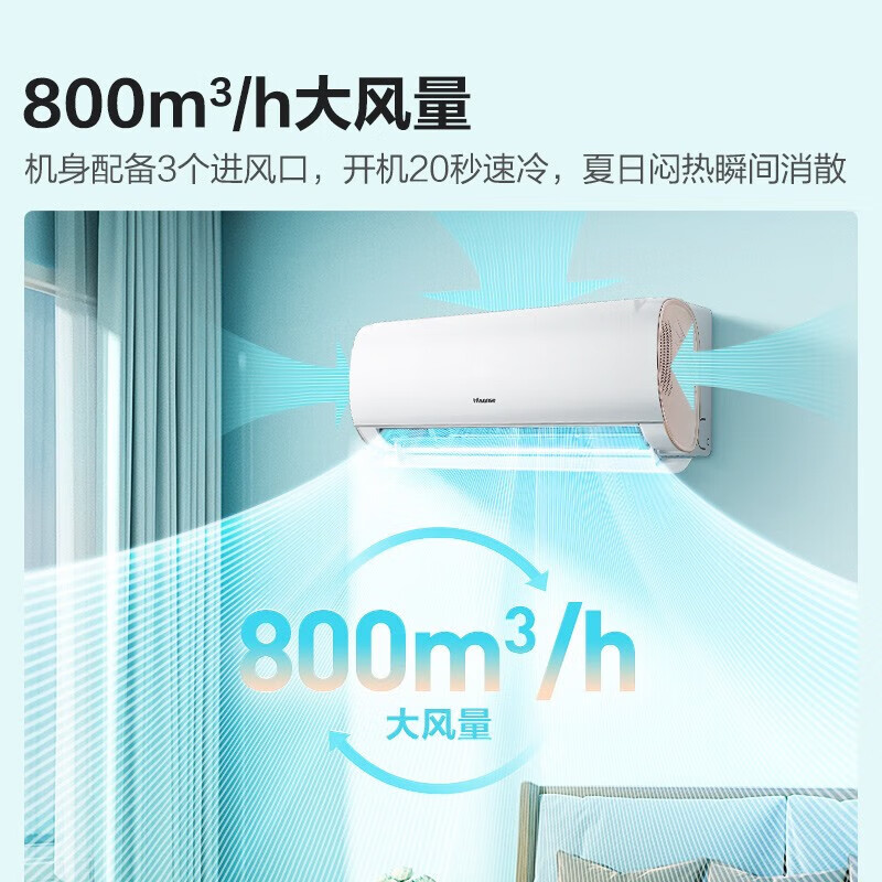 海信空调 新一级能效 空调挂机 柔风防直吹 3D立体进风 三维净化除菌 智能光感静眠 卧室空调智控 大1.5匹KFR-35GW/S510-X1
