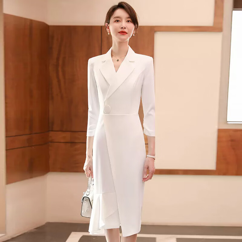 j-me正式场合西装连衣裙女高级感播音主持人礼服女西装裙演讲比赛服装