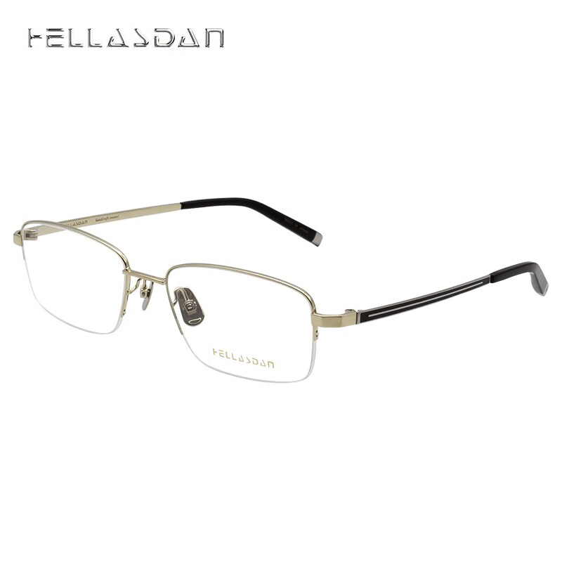 HELLASDAN华尔诗丹 日本进口 简约时尚系列 光学镜架 男款半框 眼镜框架 钛 H9590 002 金色