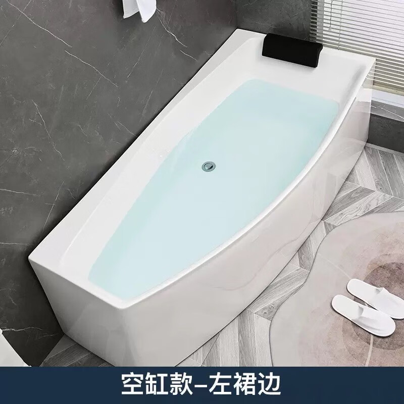 艾吉诺欧式家用浴缸冲浪按摩恒温加热成人泡澡池独立式小户型迷你 左裙-空缸 约1.6米