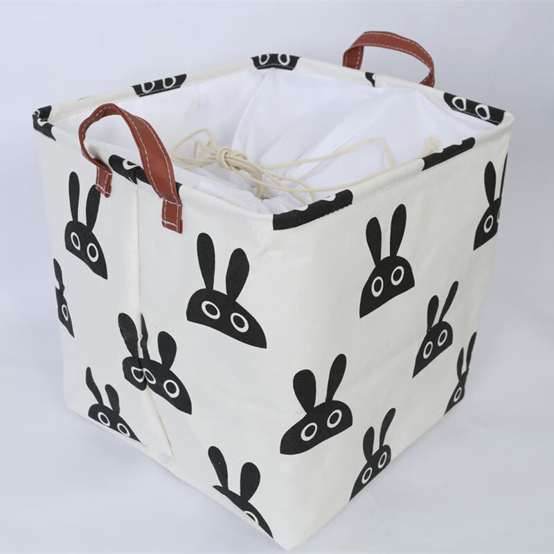 【现货现发】脏衣篮卡通可折叠收纳篮防水宿舍内衣盒玩具零食收纳箱棉麻北欧风北极象 小兔子头收口
