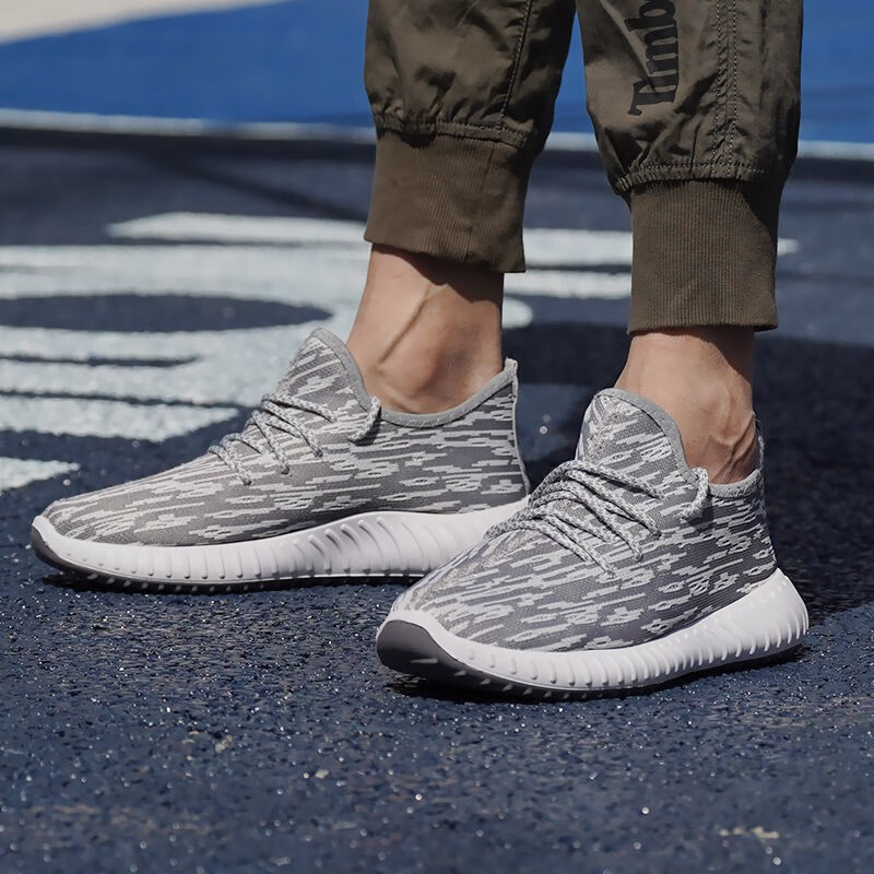 鞋男软底防滑工作鞋轻便百搭休闲鞋时尚运动跑步鞋 椰子灰色【男】 40