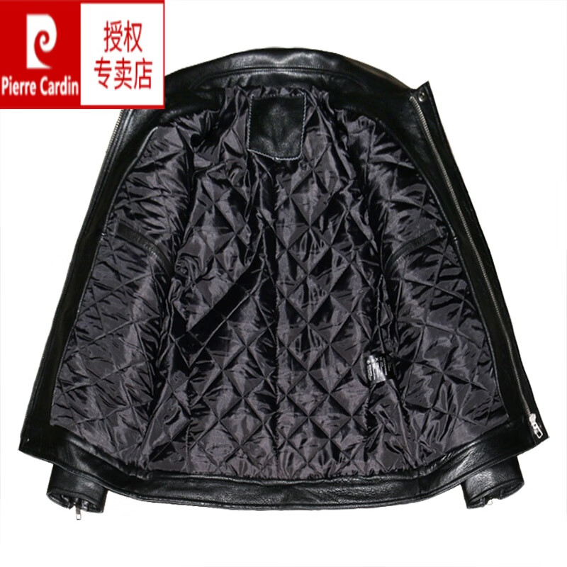 皮尔卡丹高档真皮皮衣男翻领短款头层牛皮皮夹克加棉大码皮外套秋冬潮 黑色加棉 XL高性价比高么?