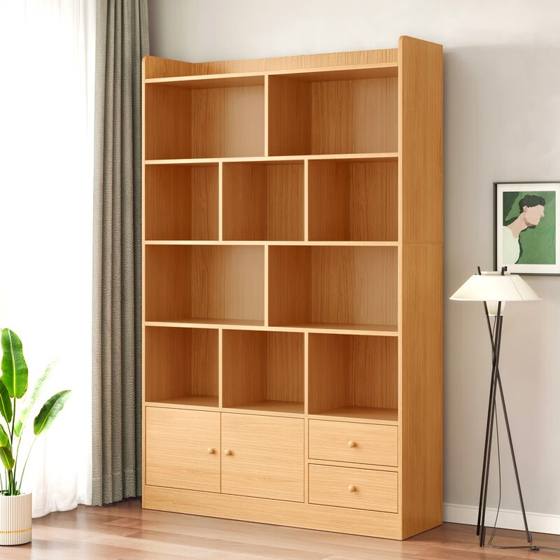 爱美穗白色简易书架置物架落地家用书柜现代简约多层靠墙客厅收纳柜子