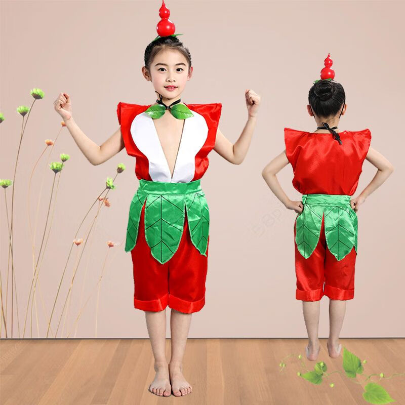 娃衣服小孩子演出服六一儿童节的服装幼儿园表演服男女童 红色大娃