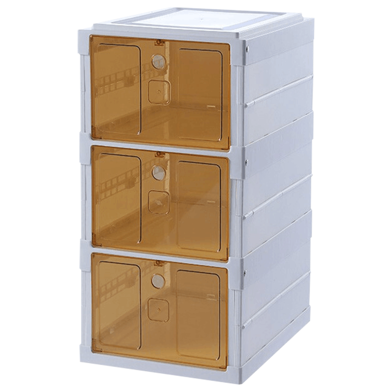 MAXCOOK美厨 鞋柜 免安装可折叠收纳鞋盒简易门口入户玄关防尘除臭超薄鞋柜大容量透明亚克力鞋架柜 象牙白-3双装/1列3层