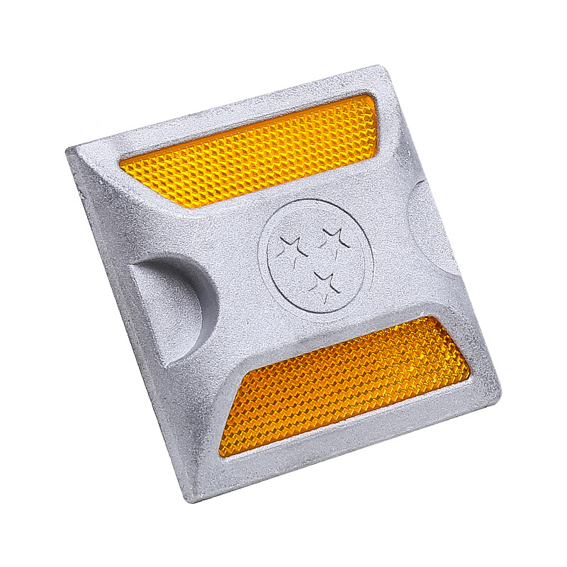 轮廓标塑料单双面突起路标路面反光标道路安全标识 铸铝填砂道钉双黄
