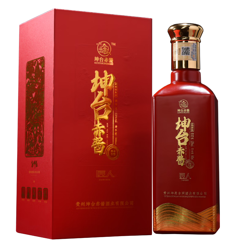 坤臺(tái)赤醬 郭坤亮柔雅醬香白酒  郭坤亮大師款  坤亮純糧酒貴州白酒 53度 500mL 1瓶 匠人紅