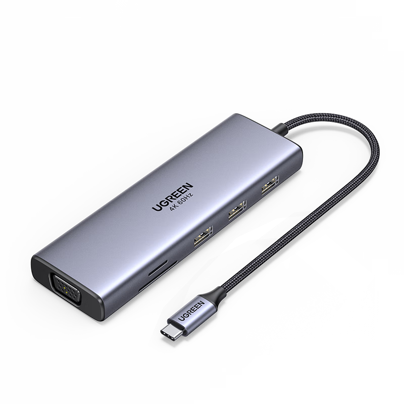 绿联Type-C扩展坞USB千兆网口拓展坞HDMI/VGA转接头雷电4分线器HUB读卡通用苹果15MacBook Air华为小米笔记本