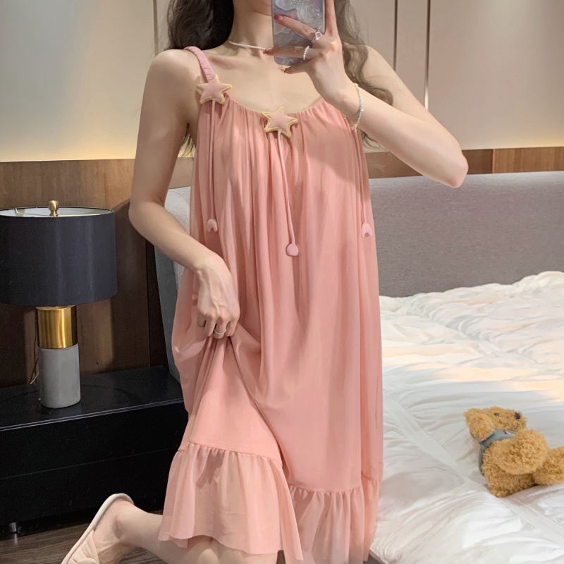 甜美风公主风网纱吊带睡裙女夏季中长款纯欲风睡衣家居服可外穿 图片