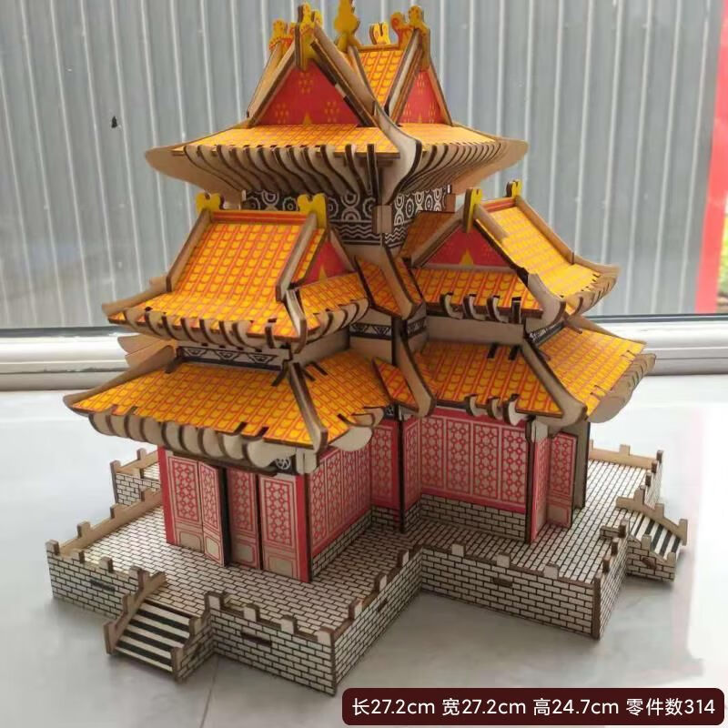模型古楼建筑木制积木模型diy玩具拼装立体拼图儿童生日礼物 滕王阁