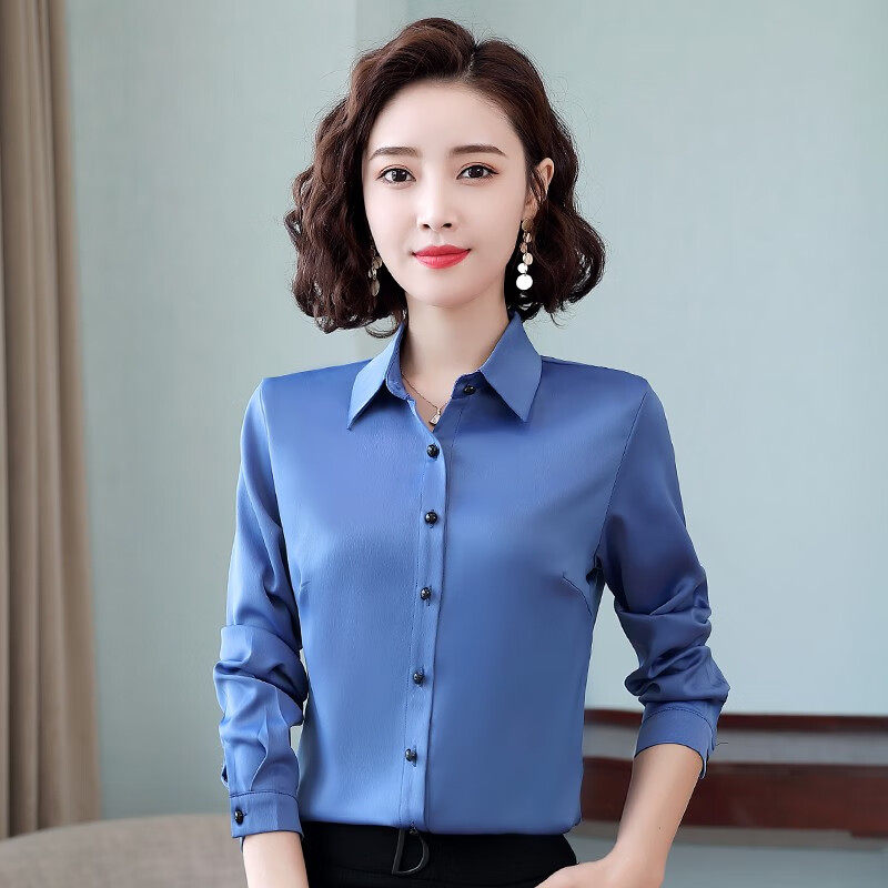 谷季狐 衬衫女2021春季新款商务休闲正装衬衣打底衫免烫抗皱ol通勤