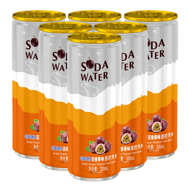 北冰洋百香果苏打水 330ml*6听 气泡饮料 整箱装 料 整箱装