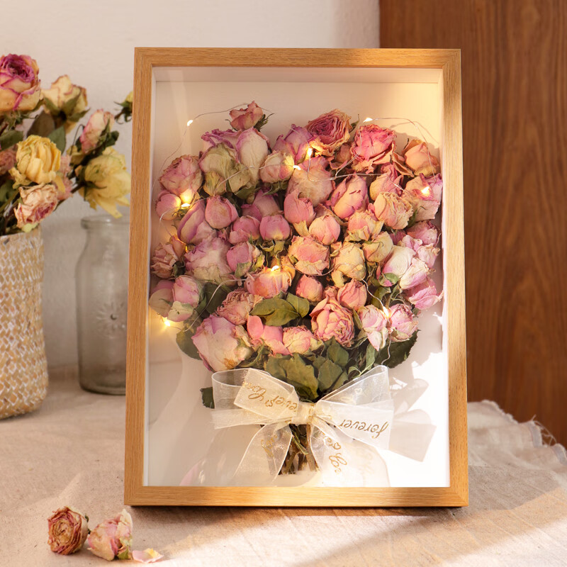 家小优加厚16寸干燥花相框diy手工制作材料干花感玫瑰花永生花保存