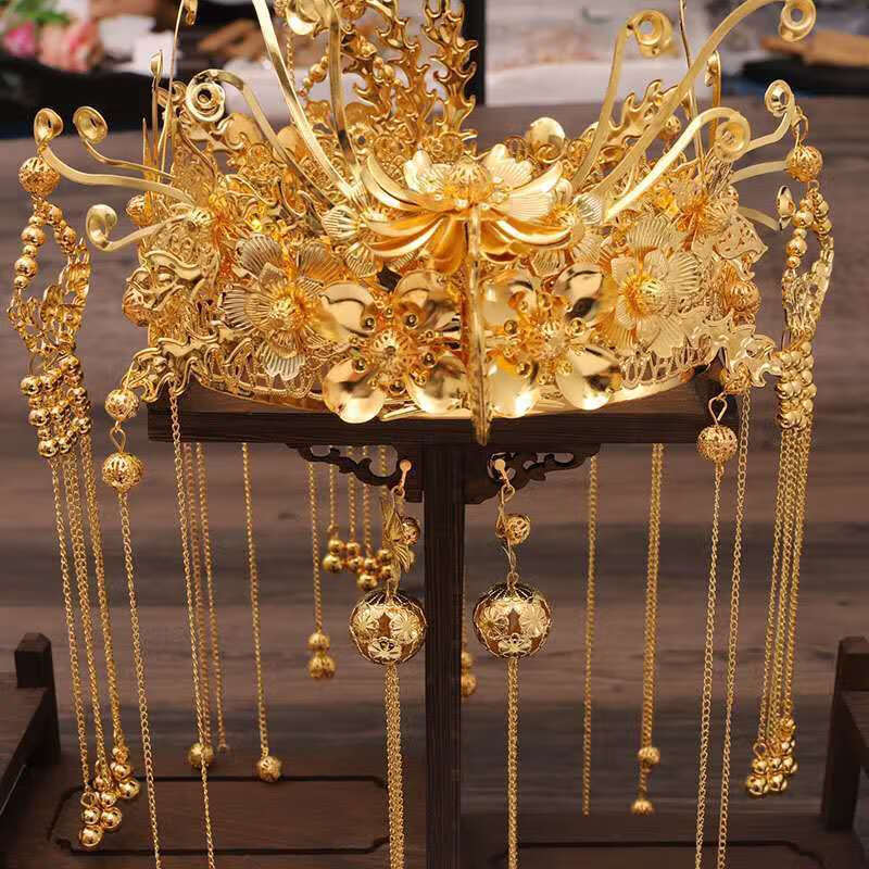 新服结婚中式婚礼大气流苏古装凤冠步摇皇冠发饰女 新款新娘中式古装