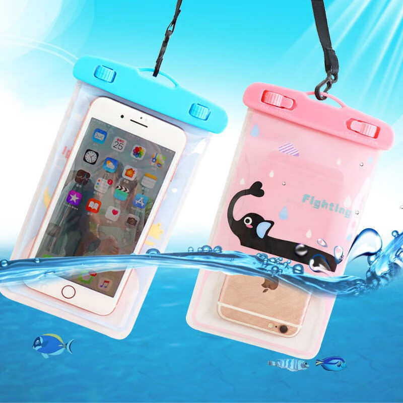 卡通图案手机防水袋潜水防水可触屏手机防水袋卡扣封口紧密不进水 随机颜色 2个装