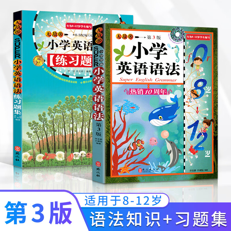 全套2本小学英语语法第3版小学英语语法练习题集彩图版英语外文社外文社8-12岁学生适用入门外语语法训