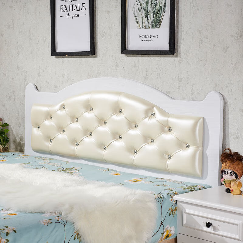 欧式床头板 软床靠背床头板法式床头双人床头床头板单人床头j 2米白