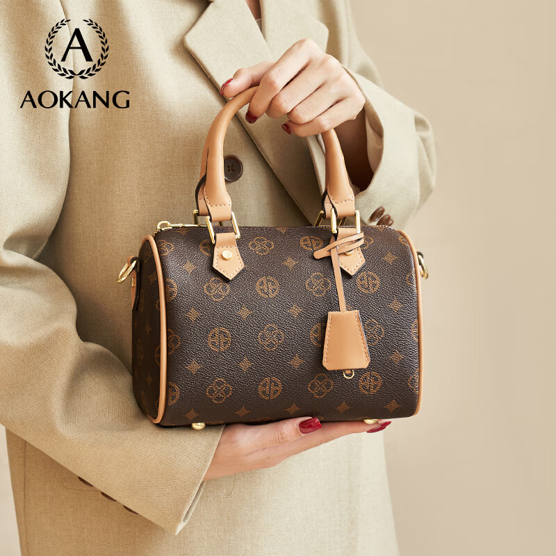 奥康（Aokang）包包女包新款复古托特包印花斜挎单肩包生日520送女朋友礼物礼物 BG703004-咖色