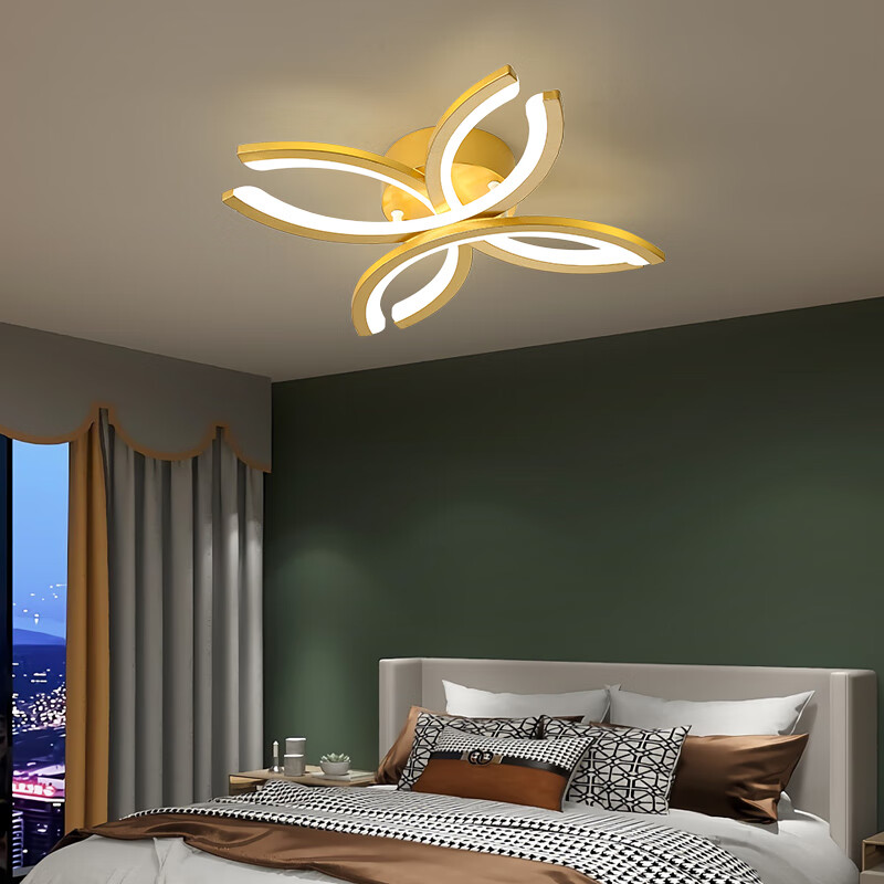 蓝阅 轻奢客厅灯简约现代吸顶灯家用大气2021年新款北欧设计师创意亚克力卧室灯 4头金色+60CM+48W 白光