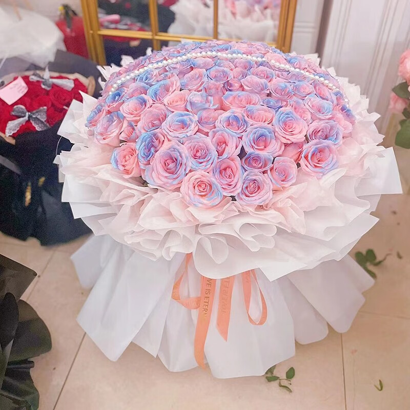 99朵伊莎贝拉渐变玫瑰花束 同城配送 支持预约日期