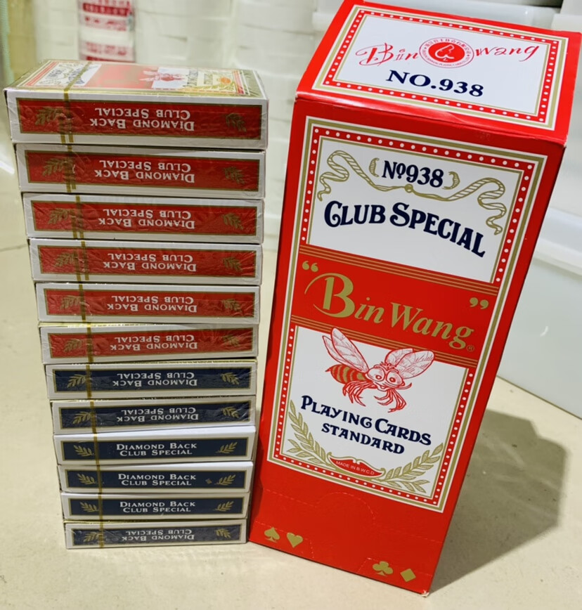 博圣象棋938小蜜蜂宽牌蓝芯纸扑克扑整条红蓝二色12副 红蓝各六付