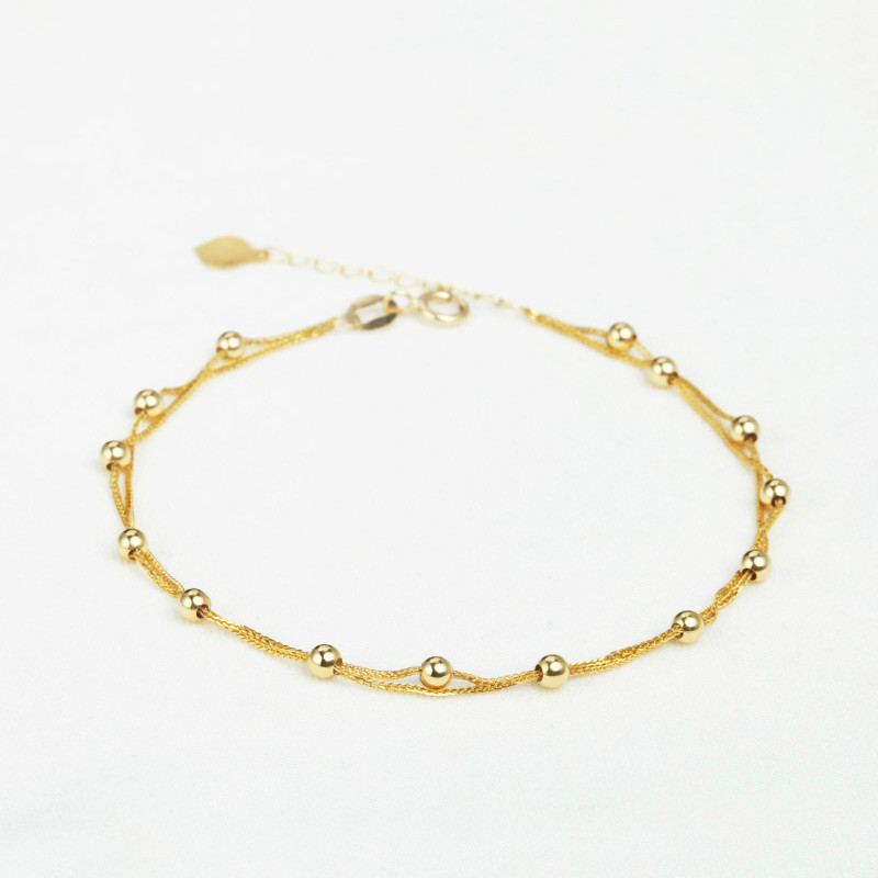 miflame18k金珠手链满天星手链女黄金色可调节送女友礼物 18k黄金手链