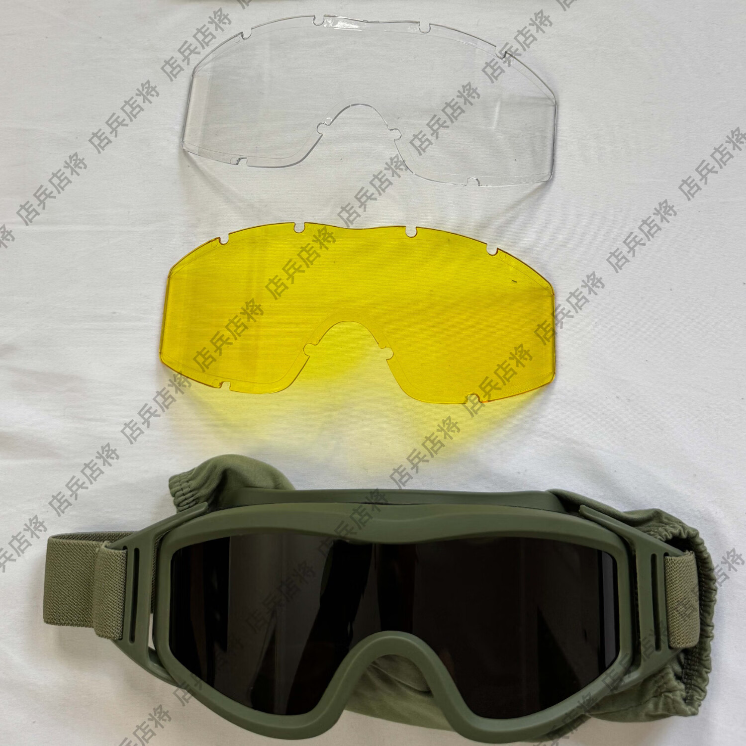 户外e1护目镜 战术头盔风镜单兵防风沙防风防破片防雾 23型绿色护目镜