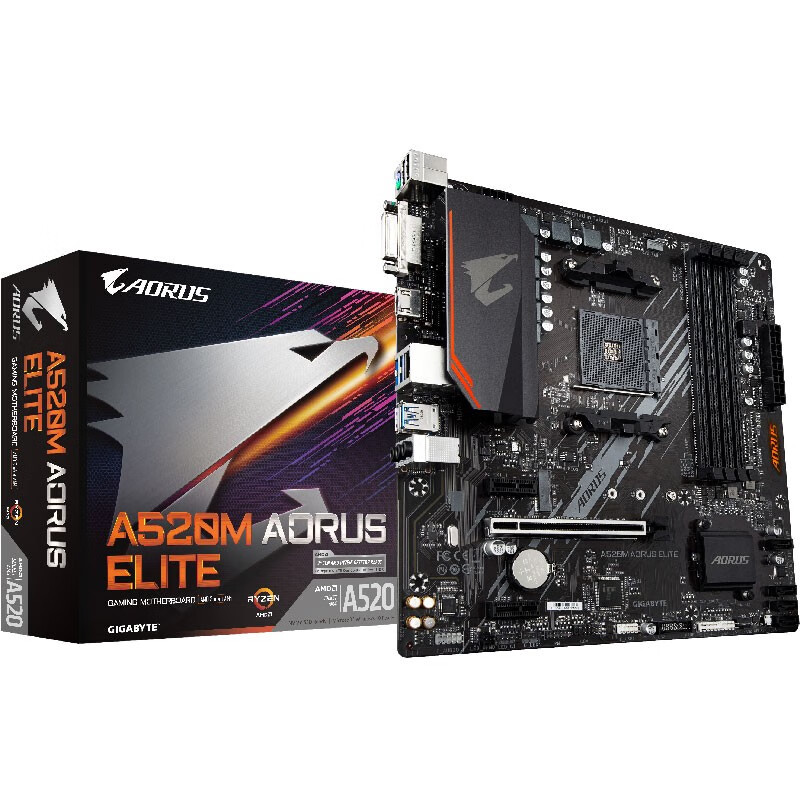 技嘉 小雕 A520M AORUS ELITE 主板 支持CPU 5600G/3600（AMD A520/ Socket AM4）