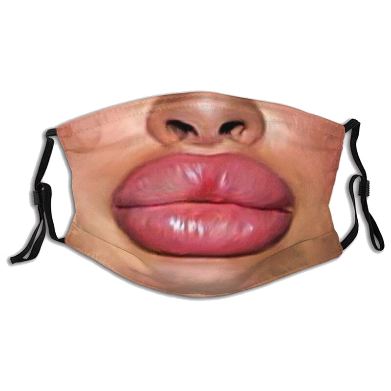 面罩抖音同款仿真人脸口罩搞笑半脸恶搞表情个性创意沙雕另类 香肠嘴