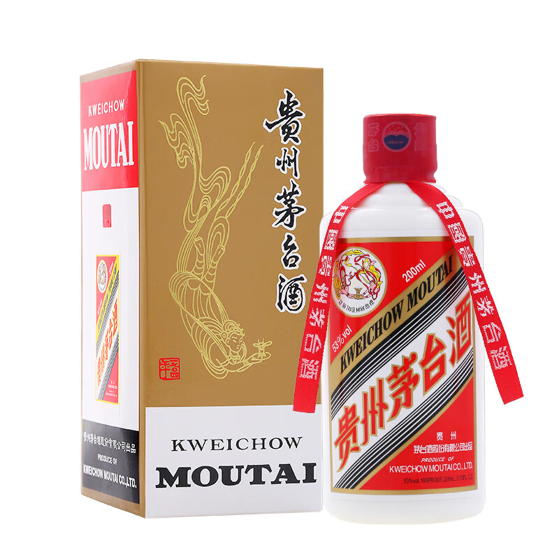 茅台（MOUTAI）飞天 酱香型白酒 53度 200ml 单瓶装