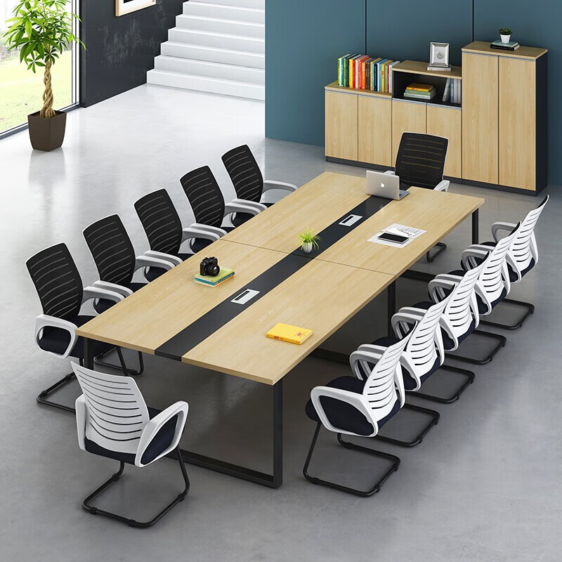 办公家具小型会议桌长桌简约现代条形桌培训桌会议室会议桌椅组合 2米