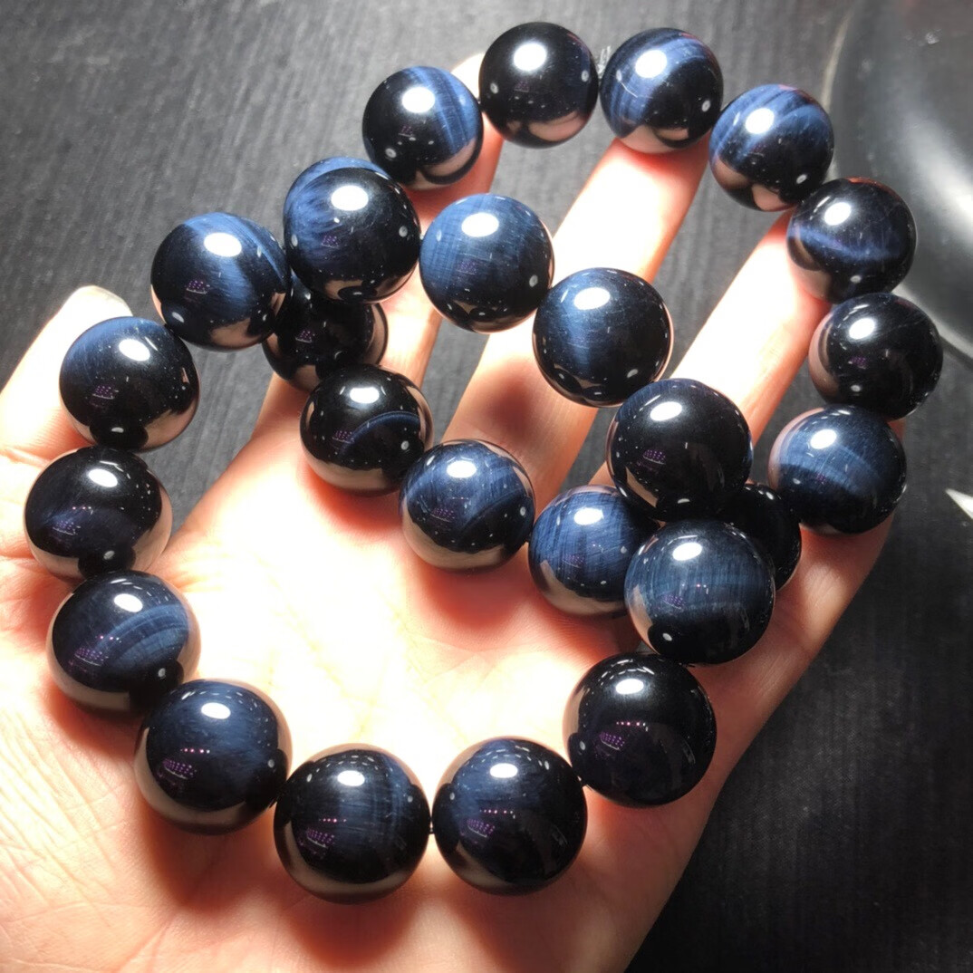 瓶凡天然蓝虎眼石手链男女南非鹰眼虎睛石情侣手串招财转运本命年 蓝