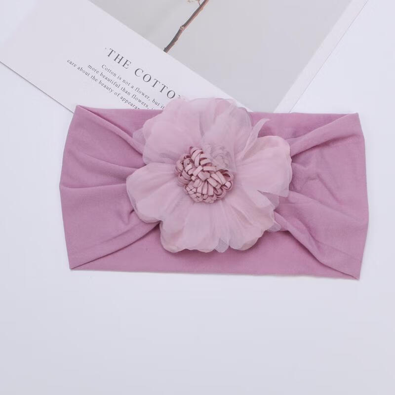 发带护囟门帽公主婴幼儿童可爱超萌不勒头结网红宝宝头饰 花朵紫罗兰