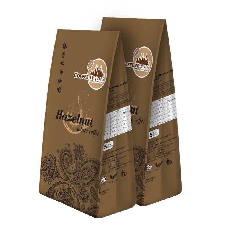咖啡城 马来西亚进口咖啡 榛子仁白咖啡525gx2袋 速溶咖啡 口感香醇