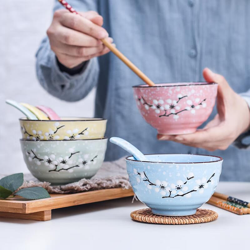 家庭分餐餐具 一人一色家庭分用碗筷不同颜色全家碗筷套装分色亲子