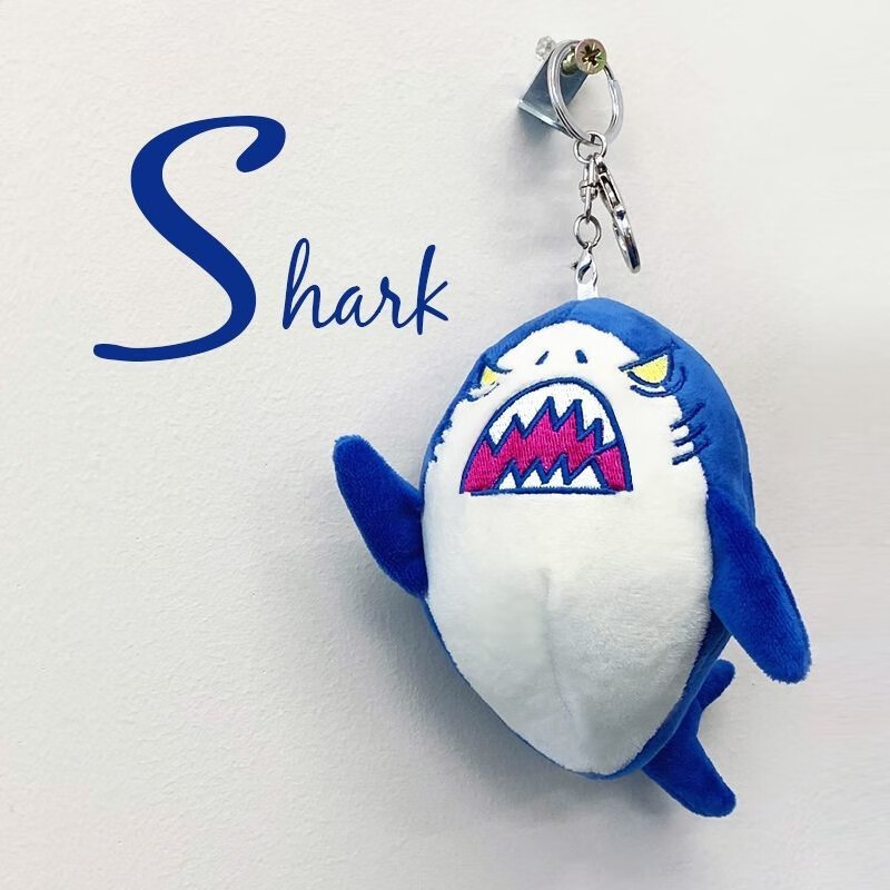 钥匙扣挂件可爱娃娃公仔情侣包挂饰钥匙链 愤怒的小鲨鱼