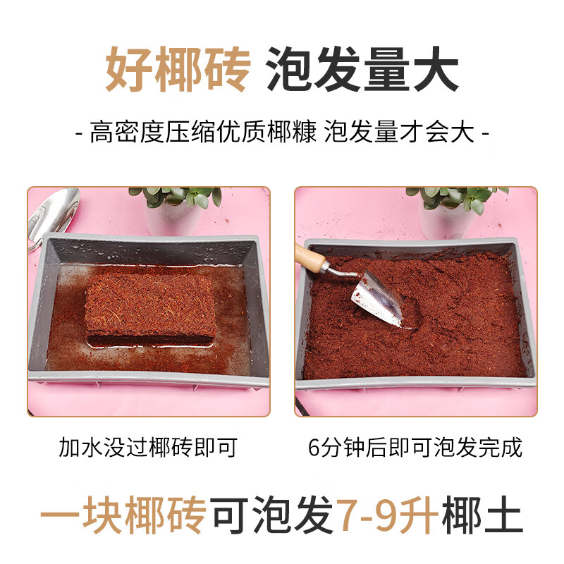 椰砖营养土椰糠粗椰壳种花通用型土壤椰多肉养花种菜花卉种植耶砖 脱盐椰砖5块