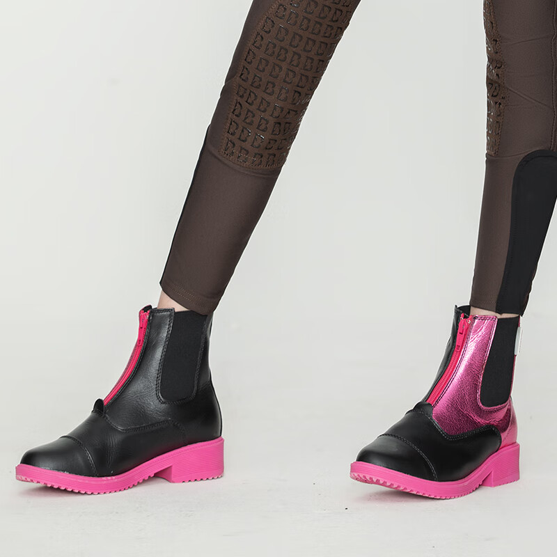 baslong儿童马靴儿童马术马靴短靴儿童骑马靴儿童马术靴骑士马靴 粉色