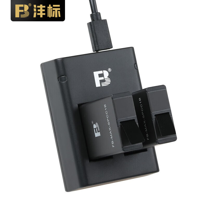 沣标(FB)Gopro MAX 配件 全景运动相机 Vlog数码摄像机可充锂电池充电器套装 全解码 两电双充套装(2块电池+1个双槽充电器)