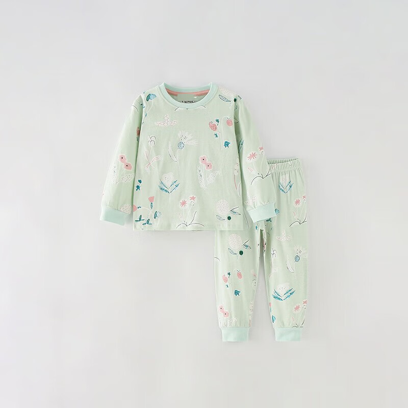 C＆A女童家居服秋装新款欧美中小童圆领印花儿童套装女小童秋款家居服 浅绿 130cm怎么看?