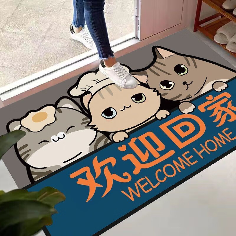 金玉铭川进门地垫门外垫玄关厨房浴室防滑垫卫生间门口脚垫家用入户门垫子 欢迎回家 60X90cm