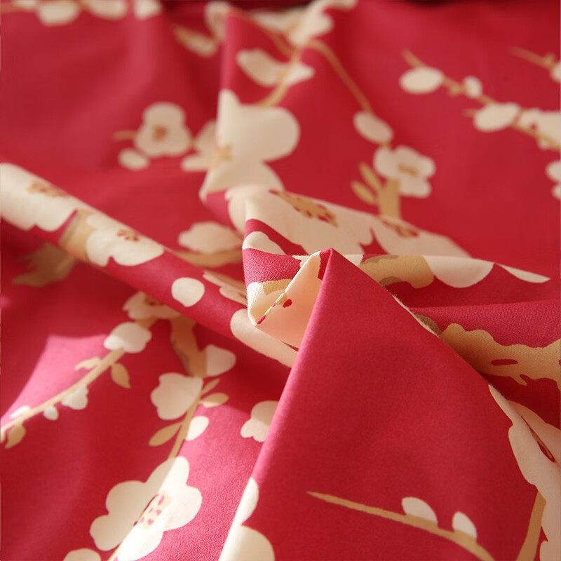 柳庭家纺 床单纯棉长绒棉60支 外贸全棉贡缎床单1.51.8米床 梅花 床单240*260cm