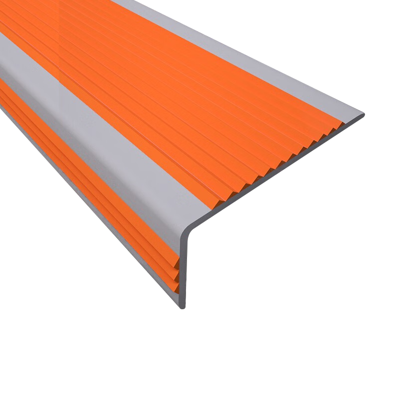 佐佑眾工L型樓梯防滑條臺階防滑墊自粘防滑貼包邊護角防撞壓邊條PVC防打滑 桔紅灰底 5*2.5cm【1米】加厚款