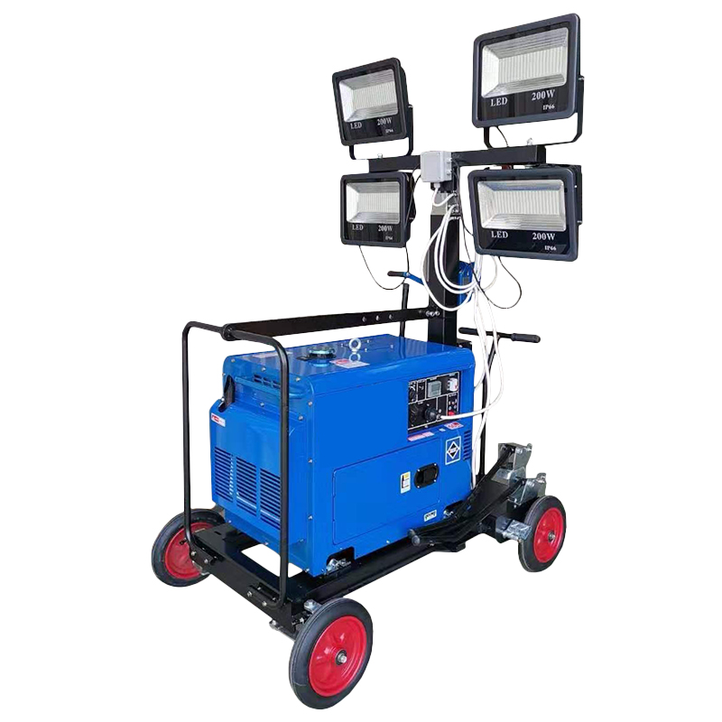 鸣固 自动遥控升降5米移动式汽油电启动3kw发电机组式应急照明灯车