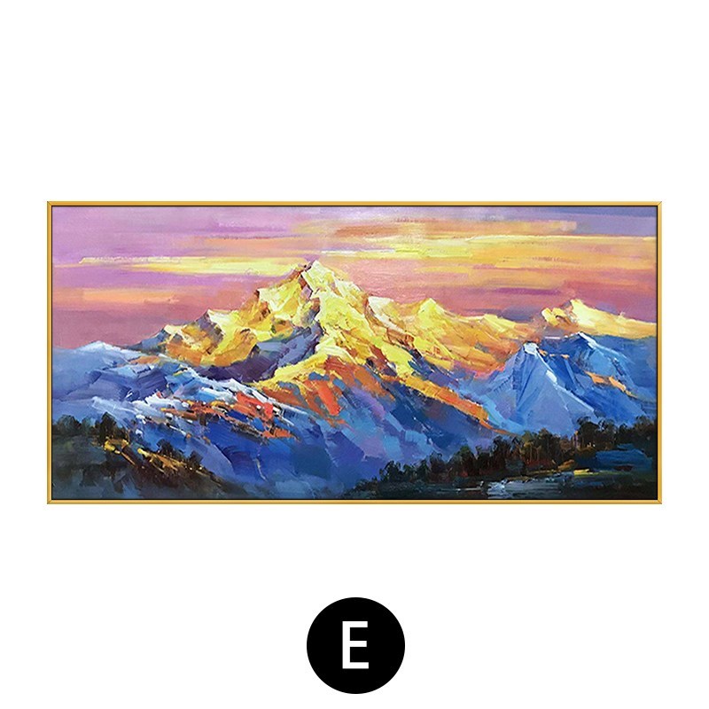 耘珺珥轻奢高档高端手绘油画日照金山书房玄关挂画横幅客厅沙发背景墙