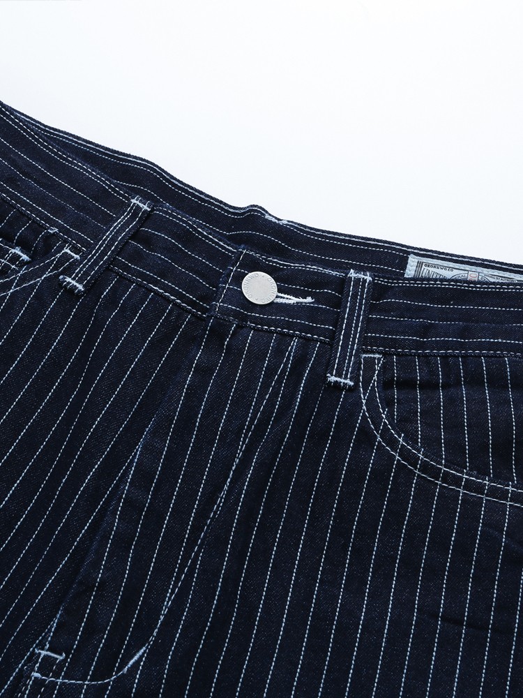 佐丹曼 春夏新款牛仔短裤男夏季美式复古丹宁休闲中裤直 条纹 xs