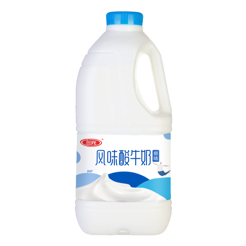 三元 原味大桶风味酸牛奶 1.8kg*1桶 家庭装酸奶