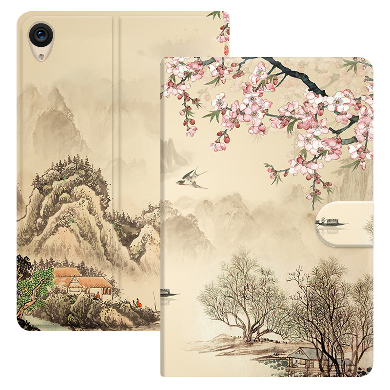 钦灵 华为m6平板保护套8.4英寸电脑皮套防摔全包软壳超薄8.4英寸高能版外壳VDR-W09硅胶外套 桃花山水画 保护套